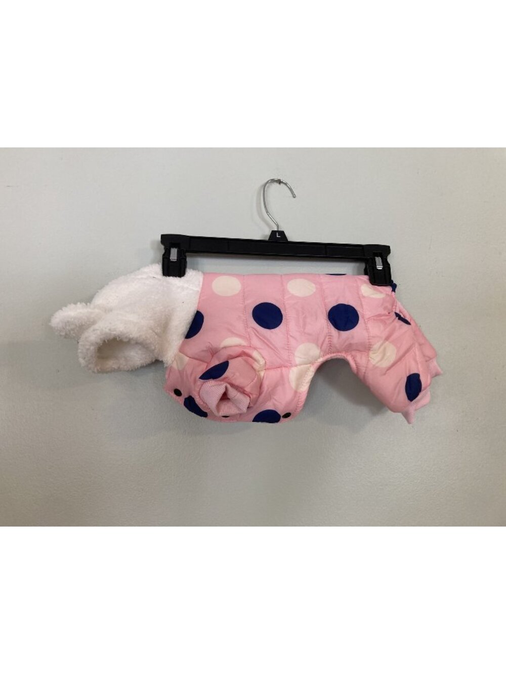 DadaGou Polka Dot Pink Dog Jacket Medium W/ Fleece Lining & Ears